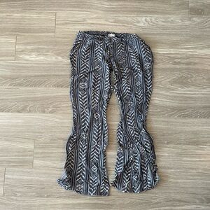 Boho Gray and White Patterned Pants
